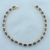 Sapphire And Diamond Tennis Bracelet In 14k Yellow Gold
