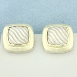 David Yurman Albion Cable Square Earrings In Sterling Silver And 18k Yellow Gold