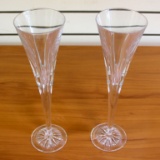 Waterford 100 Years Times Square Fluted Champagne Crystal Glasses Set Of 2