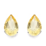 5x7 Pear Citrine Earrings In Sterling Silver