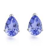 5x7 Pear Lab Tanzanite Earrings In Sterling Silver