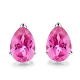 5x7 Pear Lab Pink Sapphire Earrings In Sterling Silver