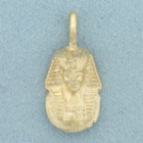King Tut Egyptian Pharoah Pendant In 14k Yellow Gold