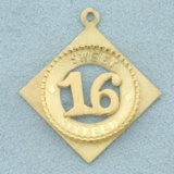Sweet 16 Charm Or Pendant In 14k Yellow Gold