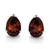 4x6 Pear Garnet Earrings In Sterling Silver