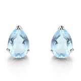 4x6 Pear Sky Blue Topaz Earrings In Sterling Silver