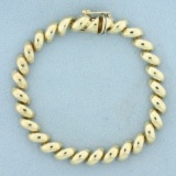 Italian San Marco Macaroni Link Bracelet In 14k Yellow Gold