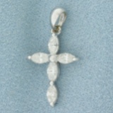 Diamond Cross Pendant In 18k White Gold