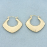 Deco Style Squared Hollywood Regency Hoop Earrings In 14k Yellow Gold