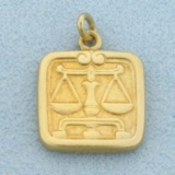 Libra Zodiac Charm Or Pendant In 18k Yellow Gold