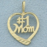 Heart #1 Mom Pendant In 14k Yellow Gold