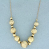 Diamond Cut Ball Bead Necklace In 14k Yellow Gold