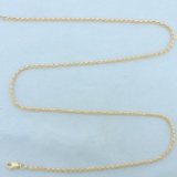 Italian 20 Inch Rope Link Chain Necklace In 14k Yellow Gold