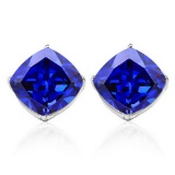 5mm Cushion London Blue Topaz Earrings In Sterling Silver