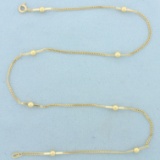 Ball Bead Curb Link Station Choker Necklace In 14k Yellow Gold