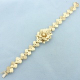 Italian Designer Flower Bracelet In 14k Yellow Gold