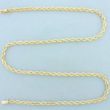 24 Inch Rope Link Chain Necklace In 14k Yellow Gold