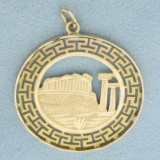 Greek Parthenon Medallion Pendant In 14k Yellow Gold