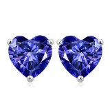 8mm Heart Lab Tanzanite Earrings In Sterling Silver