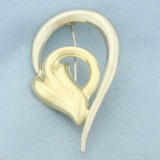 Italian Abstract Tear Shape Pin Brooch In 14k Yellow Gold