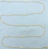 Italian 31 Inch Ball Bead And Bar Chain Necklace In 14k Yellow Gold