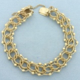 Rope Circle Link Charm Bracelet In 14k Yellow Gold