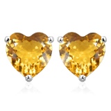 6mm Heart Citrine Earrings In Sterling Silver