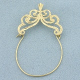 Diamond Cut Charm Holder Pendant In 14k Yellow Gold