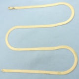 Italian 24 Inch Reversable Herringbone Link Necklace In 14k Yellow Gold