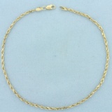 Rope Link Anklet In 10k Yellow Gold