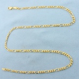 Italian 18 Inch Figaro Link Chain Necklace In 14k Yellow Gold