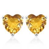 5mm Heart Citrine Earrings In Sterling Silver