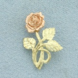 Rose Flower Pendant In 14k Yellow And Rose Gold
