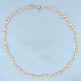 Cable Diamond Necklace In 14k Yellow And White Gold