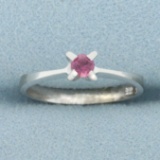 Pink Sapphire Solitaire Ring In 8k White Gold