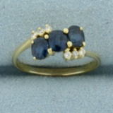Sapphire And Diamond Ring In 14k Yellow Gold