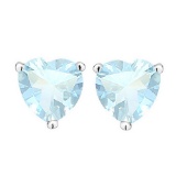 5mm Heart Aquamarine Earrings In Sterling Silver