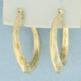 Diamond Etched Hoop Earrings In 14k Yellow Gold