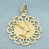 Queen Nefertiti Pendant Or Charm In 14k Yellow Gold