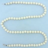 Vintage Akoya Pearl Strand Necklace In 14k White Gold Filigree Clasp