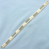 Men's Screw And Bar Link Bracelet In 14k Yellow And White Gold