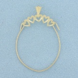 Heart Charm Holder Pendant In 14k Yellow Gold