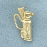 Diamond Cut Golf Clubs Pendant In 14k Yellow Gold