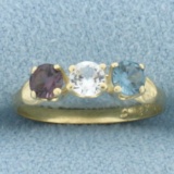 Rainbow Topaz Childs Heart Ring In 10k Yellow Gold