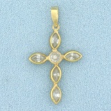 Cz Cross Pendant In 14k Yellow Gold