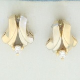 Diamond Two-tone Earrings In 14k Yellow And White Gold