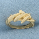 Designer Kabana Large 5 Dolphin Ring In 14k Yellow Gold