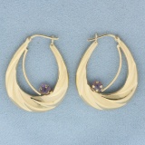 Amethyst Oval Hoop Earrings In 14k Yellow Gold