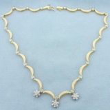 Unique Diamond Station Necklace In 14k Yellow Gold