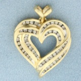 Large Diamond Heart Pendant In 14k Yellow Gold